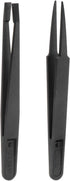 2Pcs 93301/93303 Precision Plastic Tweezers Kit 120mm Anti-static Flat Round Head Craft Tweezers Set for Electronics Jewelry Making Laboratory Wor...