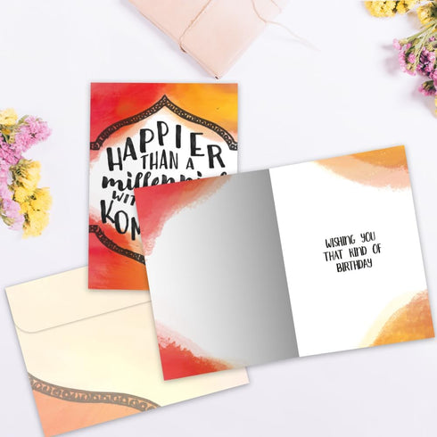 Tree-Free Greetings - Birthday Cards - Artful Designs - 1 Card + Matching Envelopes - Made in USA - 100% Recycled Paper - 5"x7" - Millennial With ...