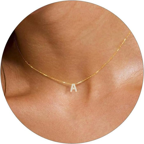 KAERUN Initial Necklaces for Women Dainty Gold Letter Necklace Simple CZ Initial Choker Necklace Tiny Letter Pendant Monogram Name Necklaces Trend...