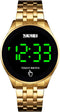 Touch Screen Digital LED Watch Green Highlight Backlight Stainless Steel WatchBand Waterproof Casual Sport Mens Womens Boys Watch...