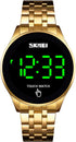 Touch Screen Digital LED Watch Green Highlight Backlight Stainless Steel WatchBand Waterproof Casual Sport Mens Womens Boys Watch...