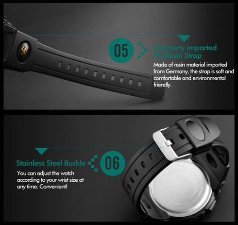 Gosasa Men 's Large Face Digital Outdoor Sports Waterproof Watch LED Luminous Alarm Stopwatch Simple Army...