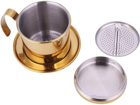 Stainless Steel Vietnamese Coffee Maker Filters Drip Coffee Filter Vietnamese Coffee Drip Filter Coffee Maker Pot Single Serving Cup Coffee Infuse...
