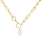 Mesovor Single Pearl Pendant Necklace for Women, 16K Gold Plated Paperclip Chain Necklace...