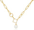 Mesovor Single Pearl Pendant Necklace for Women, 16K Gold Plated Paperclip Chain Necklace...