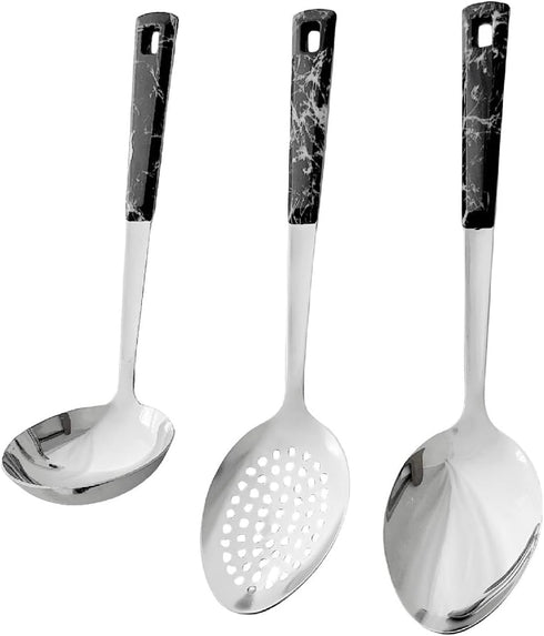 3 Pcs Cooking Spoon Stainless Steel Serving Spoons Slotted Spoon Soup Ladle kitchen Cooking Utensils Set Serving Utensils...