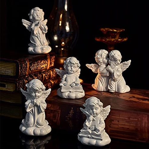 Cherubs Angels Resin Garden Statue Figurine , Adorable Angel Sculpture Memorial Statue, Indoor Outdoor Home Garden Decoration (Kiss Cherub-Right)...