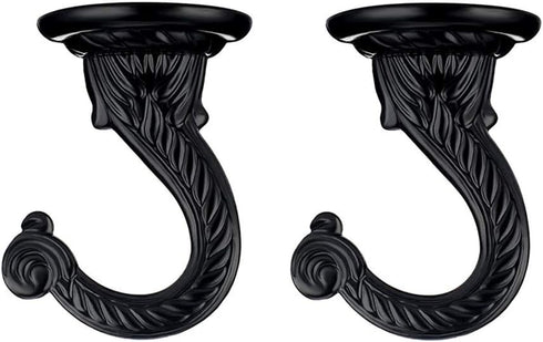 2 Sets 55mm/2.17" Ceiling Metal Ceiling Hooks, Heavy Duty Swag Ceiling Hooks with Hardware for Hanging Plants/Chandeliers/Wind Chimes/Ornament (Bl...