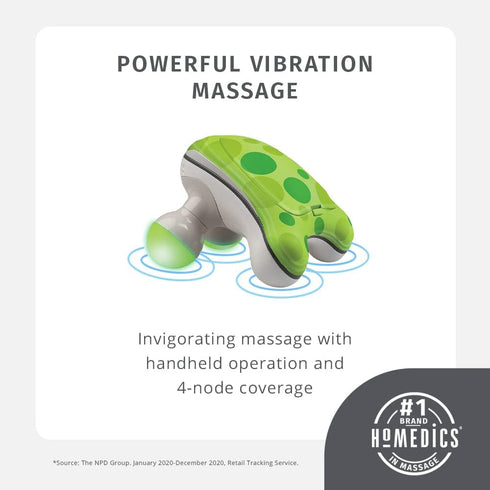 HoMedics Ribbit Mini Handheld Massager, Vibrating Electric Massager with Comfort Grip and LED Light, Batteries Included, Comes in variable colors,...