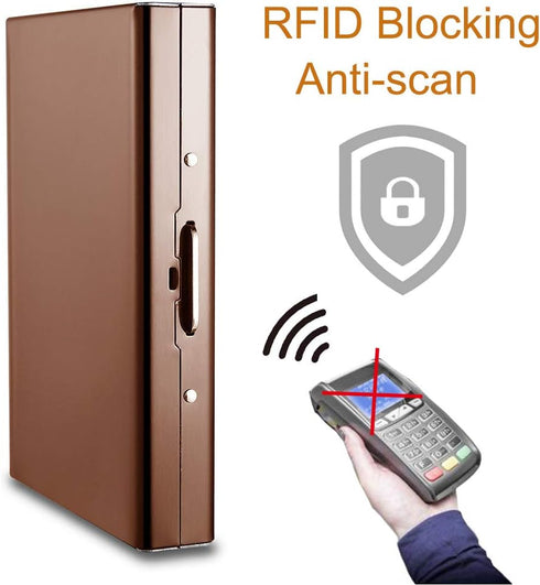 EASTNIGHTS RFID Credit Card Holder Protector Metal Credit Card Wallet Business Card Holder for Men Women Gift Box Package (Copper)...