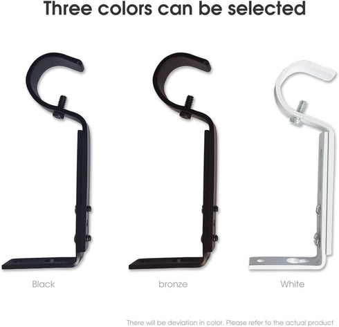 Curtain Rod Brackets Heavy Duty Drapery Hardware Adjustable Rod Holders for 7/8 or 1 Inch Rods, Set of 3 (White, fits rods up to 1 inch)...