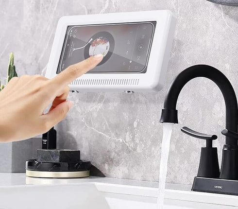 Upgraded 360° 3D Universal Waterproof Phone Case Bathroom Shower Phone Holder Wall Mounted with Touch Screen Shower Accessories Case Wall Mount in...