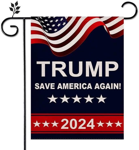 Trump 2024 Garden Flags for Outside,2pcs Trump 2024 Flags,Trump 2024 Yard Sign,Support Trump 2024 Flag,Save USA Again Flags Outdoor Flags 12 * 18 ...