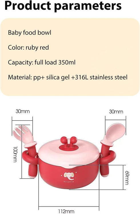 Baby heat preservation bowl 3-piece se,Baby food supplement bowl,Baby Feeding Set with Spoon for Babies Kids Toddlers - First Stage Self Feeding R...