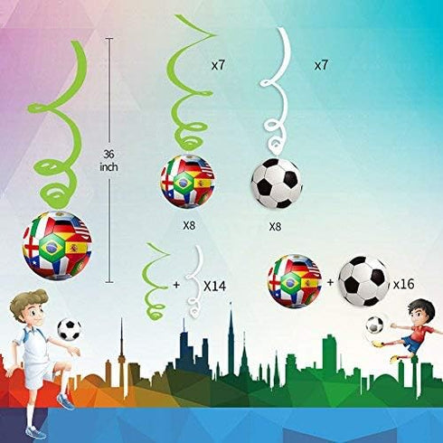 30CT Soccer Hanging Swirl for Soccer Party Supplies Theme Birthday Party Decorations...