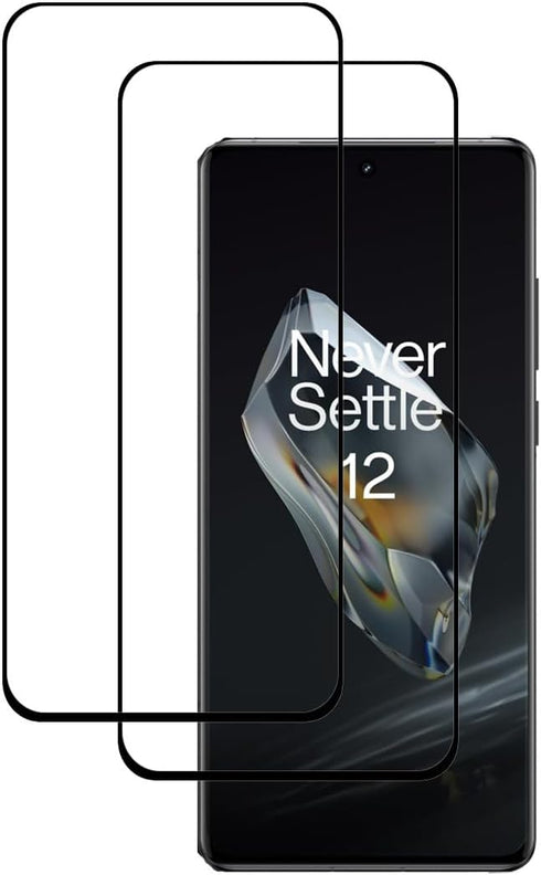 2 Pack for Oneplus 12R Black Tempered Glass Screen Protector 9H Frontier Protective Protector......