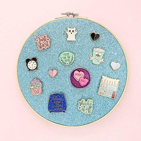 Wall Hanging Brooch Jewelry Storage Display Stand Enamel Pin Display Holder Earrings Necklace Glitter Pin Display Board with stars, Pin Collection...