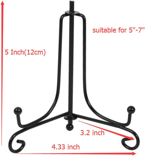 (4 pack)Iron Display Stand, Black Iron Easel Plate Display Photo Holder Stand, Displays Picture Frames, Cookbooks, Decorative Plates, Tablets and ...