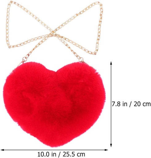 TENDYCOCO Heart Shaped Clutch Purse Faux Fur Shoulder Bag Crossbody Bag Fluffy Handbag...