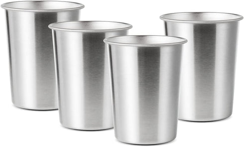 4Pack 6oz Small Stainless Steel Cups, BPA Free Healthy Pint Drinking Cups Metal Drinking Glasses For Kids (Silver, 170ml/6oz)...
