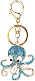 4x Ocean Style Rhinestone Marine Animals Keychains Key Ring Gifts for Women Girls Handbag Dolphin/Starfish/Fish/Octopus Car Bag Pendant Purse Char...