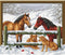 14 CT Cross Stitch Kits for Beginners Farm Horse Printed Stamped Cross-Stitch Supplies Needlework Printed Embroidery Kits DIY Kits Needlepoint Sta...