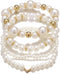 Fuqimanman2020 Chunky Simulated Pearl Stackable Stretch Bracelet Set Beaded Ball Adjustable Multilayered Elastic Bangles for Women Wedding Jewelry...