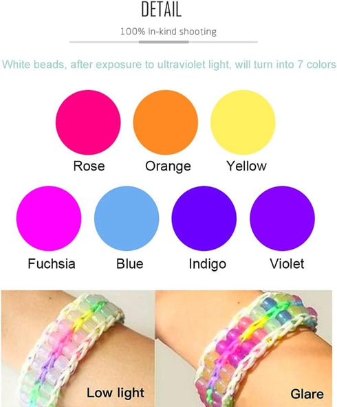 2000 Pcs UV Beads Color Changing Beads UV Reactive Plastic Luminous Pony Beads, Glows in The Dark Bead, Fun for Jewelry/Bracelets Making...