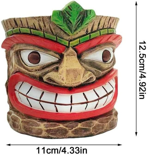 Novelty Tiki Head Indoor Little Planter Pot, Funny Succulent Plant Pot,Cute Easter Island Home Decor Flower Pot,Unique Face Resin Flowerpot with H...