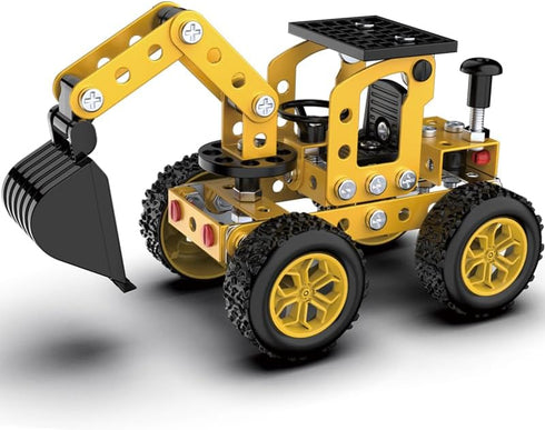 Erector Sets Metal Assembly Toys Model Excavator Kits STEM Projects Model Car Kits to Build Jixin Xyzhi Birthday Gifts for Kids 8-16 Yellow...