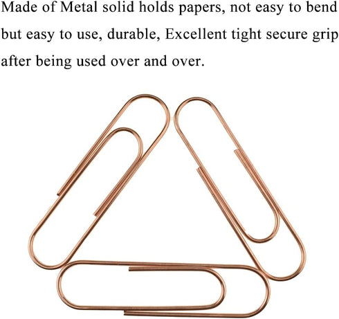 HAHIYO Paper Clips Sturdy 4 inches Length 14 Pack Paperclips Heavy Duty Tight Grip Rust Proof Reusable Metal Bright Rose Gold for Home Office Scho...