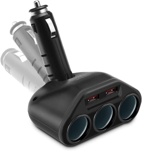 Rocketek 3-Socket 2-Port USB Quick Charge 3.0 Car Charger Splitter Adapter,120W 12V/24V DC Outlet Multi Socket Car Cigarette Lighter Splitter QC3....