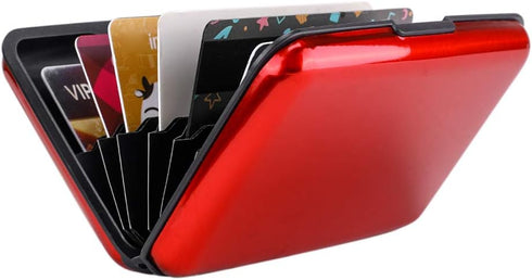 ELFISH Mini RFID Aluminum Wallet Credit Cards Holder Business Card Case Metal ID Case for Men Women (Red)...