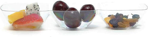 Kaya Premium Clear Rectangular 3-Hole Mini Disposable Plastic Bowls (Pack of 10) - Elegant, Durable & Ideal for Parties - Perfect for Appetizers &...