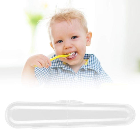 Food Grade Single Storage Box, Baby Silicone Spoon Transparent Children Stainless Cutlery Set Spoon Portable Travel Tableware Case...