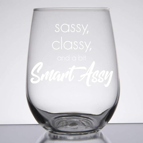 IT'S A SKIN Funny Stemless Wine Glass 17oz with Funny Saying for Women. For the Sassy Classy and Smart Assy woman and best friend. Includes a Comp...