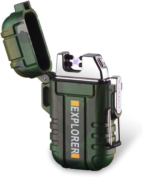 Dual Arc Plasma Electric Rechargeable Flameless Lighter Waterproof Windproof for Camping, Hiking, Skiing, Outdoor Adventure (Camouflage)...