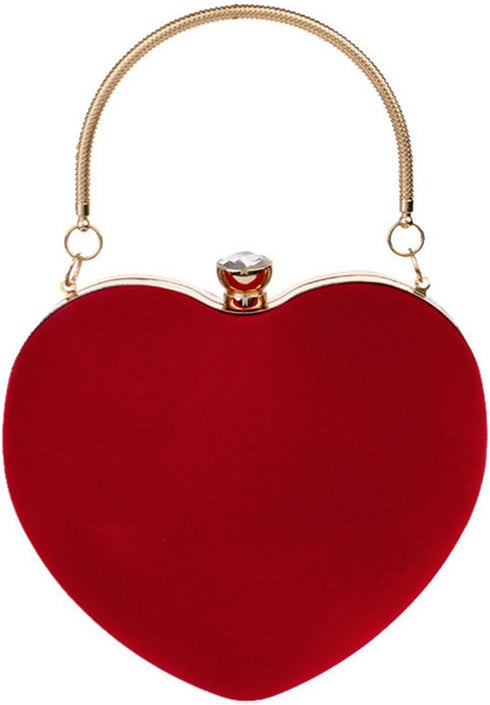 Women Heart Shaped Handbag Mini Clutch Chain Purse Chic Shoulder Bag Evening Tote...