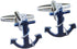 Anchor Navy Blue Rope Nautical Pair of Cufflinks Presentation Gift Box & Polishing Cloth...