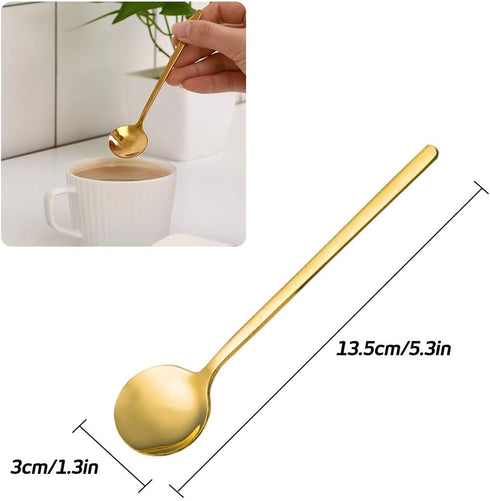Pack of 6, Gold Plated Stainless Steel Espresso Spoons,lyfLux Mini Teaspoons Set for Coffee Sugar Dessert Cake Ice Cream Soup Antipasto Cappuccino...