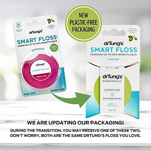 DrTung's Smart Floss - Natural Floss, PTFE & PFAS Free Floss, Gentle on Gums, Expands & Stretches, BPA Free Floss - Natural Dental Floss Cardamom ...