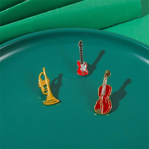 4pcs Guitar Violin Enamel Pins Cute Brooches Concert Metal Enamel Pins For Women Kids Friends for Clothes Hat Backpacks Jackets Shirt Decoration...