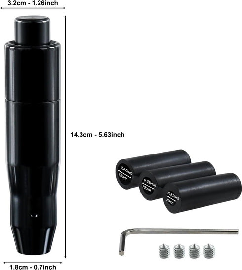 Car Automatic Shift Knob with Push Button Aluminum Alloy Polished Metal Driving Gear Lever Shifter Knobs Transmission Handle Stick Black...