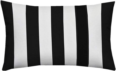 Leaveland White and Black Stripe Set of 2 12x20 Inch Cotton Polyester Square Throw Pillow Case Decorative Durable Cushion Slipcover Home Decor Sof...