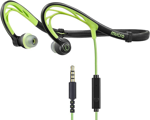 Mucro Running Headphones Wired Neckband Earbuds Over Ear Sports Earbuds Foldable Wrap Around Earphone for Night Jogging Workout - with Carry Case....