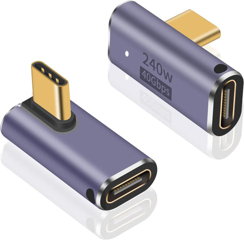 Poyiccot USB C Right Angle Adapter 240W, Right Angle USB C Adapter 40Gbps, USB C Adapter 90 Degree USB C Male to Female Extender Support 8K Video ...