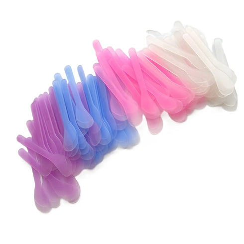 100 Pcs Plastic Cosmetic Mask Mixing Spoon Spatulas, Multicolor 5 Inch Face Mask Spoon for Cream Facial Skin Care Spoon...