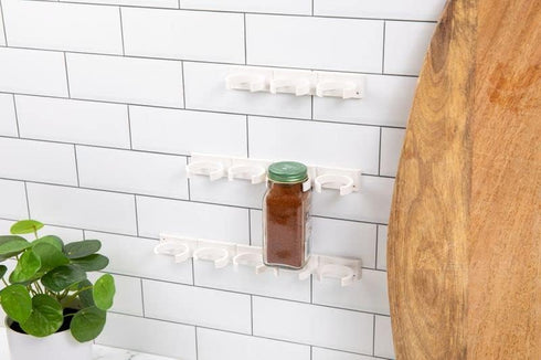 Spice Clip Strips For Cabinet Doors - Organizer for Spices - Spice Rack Holds15 Spice Jars - 3M Adhesive Gripper Clip Strips In White For Pantry...