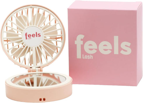 Compact Mini Fan Mirror Handheld Portable USB Rechargeable Adjustable Speed Fan for Eyelash Extensions Makeup Travel (Powder Pink)...