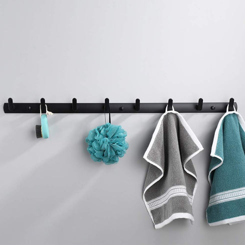 Wall Mounted Coat Racks with 8 Hooks Hanging Holder Towel Rack 29.7"x1.3" Modern Black Hanging for Clothes Entryway Bathroom (8 Hooks)...